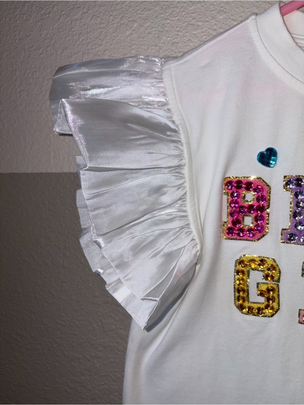 Lola + The Boys Girl 6 White BDAY GIRL Sequin Tee Shirt Shimmer Ruffle Birthday - Picture 5 of 10